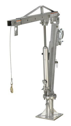 Galvanized Steel DC Powered Winch Truck Jib Crane 52 In. Reach 1,000 Lb. Extended Capacity Gray